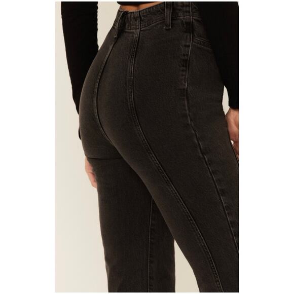 Free People We The Free Women’s Sz 27 High Rise Flare Jeans Black Gray Denim - Picture 3 of 15